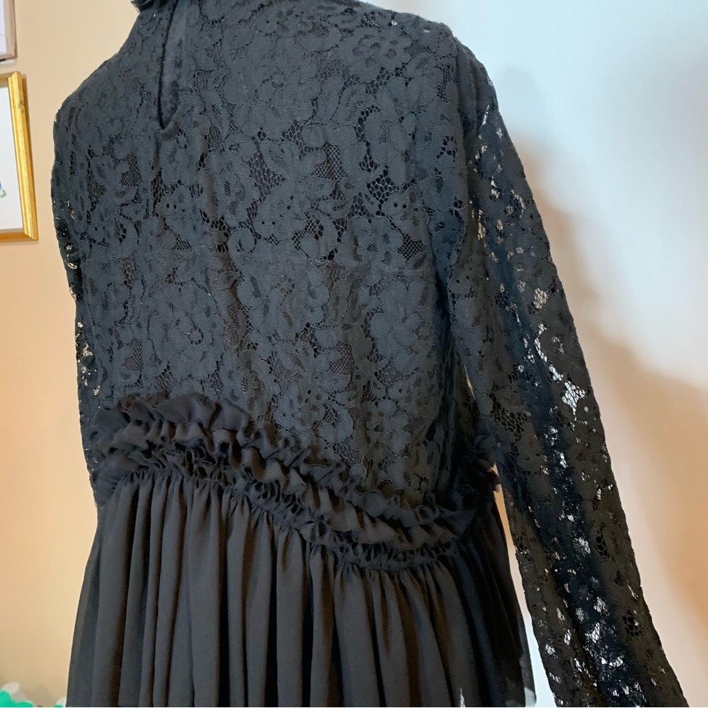Tuckernuck Womens Small Black Lace Lined Ruffle Blouse - Picture 9 of 9